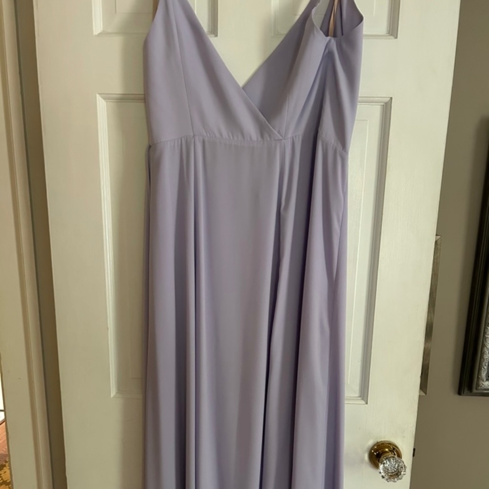 lavender wrap prom gown
